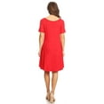 thumbnail image 4 of Women's Solid Casual Lightweight Relaxed Fit Short Sleeve Knit Tunic Top Dress, 4 of 4