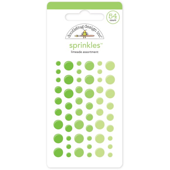 Doodlebug Sprinkles Adhesive Glossy Enamel Embellishments-Limeade Dots 54/Pkg