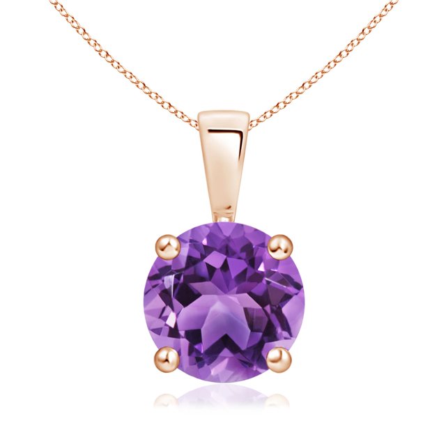 Angara Collier en Améthyste Naturelle - Pendentif Solitaire en Améthyste Rond à Griffes 1,7 ct en Or Rose 14K pour Femmes