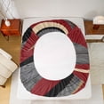 thumbnail image 5 of Homewish Geometric Lines Print Queen Sheet Sets,Stripes Pattern Flat Sheet,Red Gray Black Queen Fitted Sheet For Teens,Luxury Bedroom Decor,4-Piece, 5 of 7