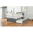 thumbnail image 2 of Bellemave Twin Platform Bed with Trundle Solid Wood Twin Bed Frame with Headboard Space Saving Wooden Bed forTeens & Adults, Gray, 2 of 10
