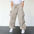 thumbnail image 2 of JAJAHO Kids Cargo Pants With Multiple Pockets Boys Girls Elastic Waist Loose Fit Straight Leg Jogger Pants 5-15Y Versatile Trousers, 2 of 9