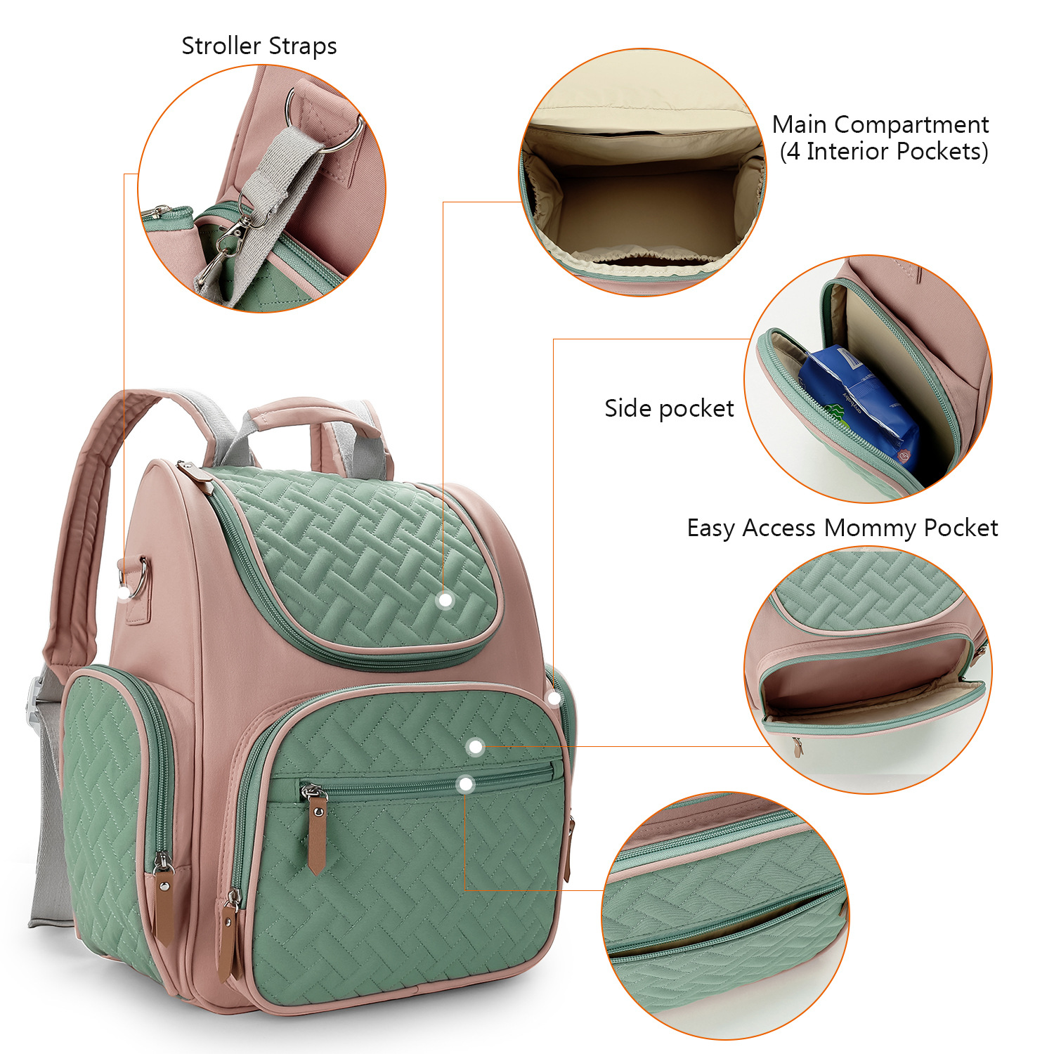 Mommy Bag, Maternal Child Bag, Outdoor Lightweight Handbag, Large-Capacity Backpack for Baby, Diaper Baby Bottle Storage Bag(Pink）)
