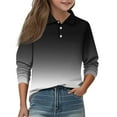 thumbnail image 2 of CCRFTGI Polo Shirts for Kids Girls Size 8 Uniform Gradient Shirts Athletic Tennis Button Up Collared Polo Lightweight Quick Dry 2026 Summer T-Shirts Black 5-6 Years, 2 of 5