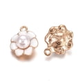 thumbnail image 2 of Light Gold Plated Alloy Enamel Pendants with Acrylic Imitation Pearl Flower White 20x16.5x8.5mm Hole: 1.5mm for diy, 2 of 2