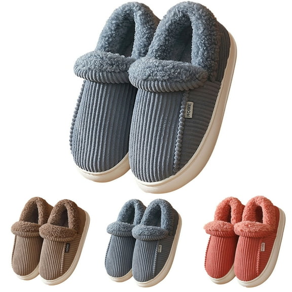 Daznico Unisex Winter Slippers - Plush Closed-Back House Shoes with Non- Sole, Warm Indoor Comfort,Color:Blue,Size:10.5