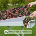 thumbnail image 6 of Square Tablecloth with Elastic Edges 36 * 36 Inch Pioneer Waterproof Red Rose with Green Leaf Table Cover Washable Indoor and Outdoor for Party Kitchen Dinner Banquet Patio Picnic, 6 of 6