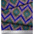 thumbnail image 2 of Soimoi Blue Japan Crepe Satin Fabric Seamless Damask Print Fabric by the Yard 42 Inch Wide, 2 of 3