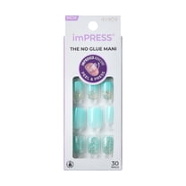 imPRESS Manicure Press On Nails, No Glue Needed, Blue, Short Squoval, 30 Ct.