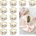 thumbnail image 1 of Juego de 12 servilleteros de perlas, soportes dorados para servilleteros para decoración de mesa de comedor formal o informal, fiesta de cumpleaños o cualquier ocasión, 1 of 5