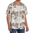 thumbnail image 2 of Uemuo Western Desert Cowboys3 Pattern Cotton Linen Short Sleeve Shirts,Casual Lightweight Button Down Shirts,Vacation Beach Summer Tops-3X-Large, 2 of 7