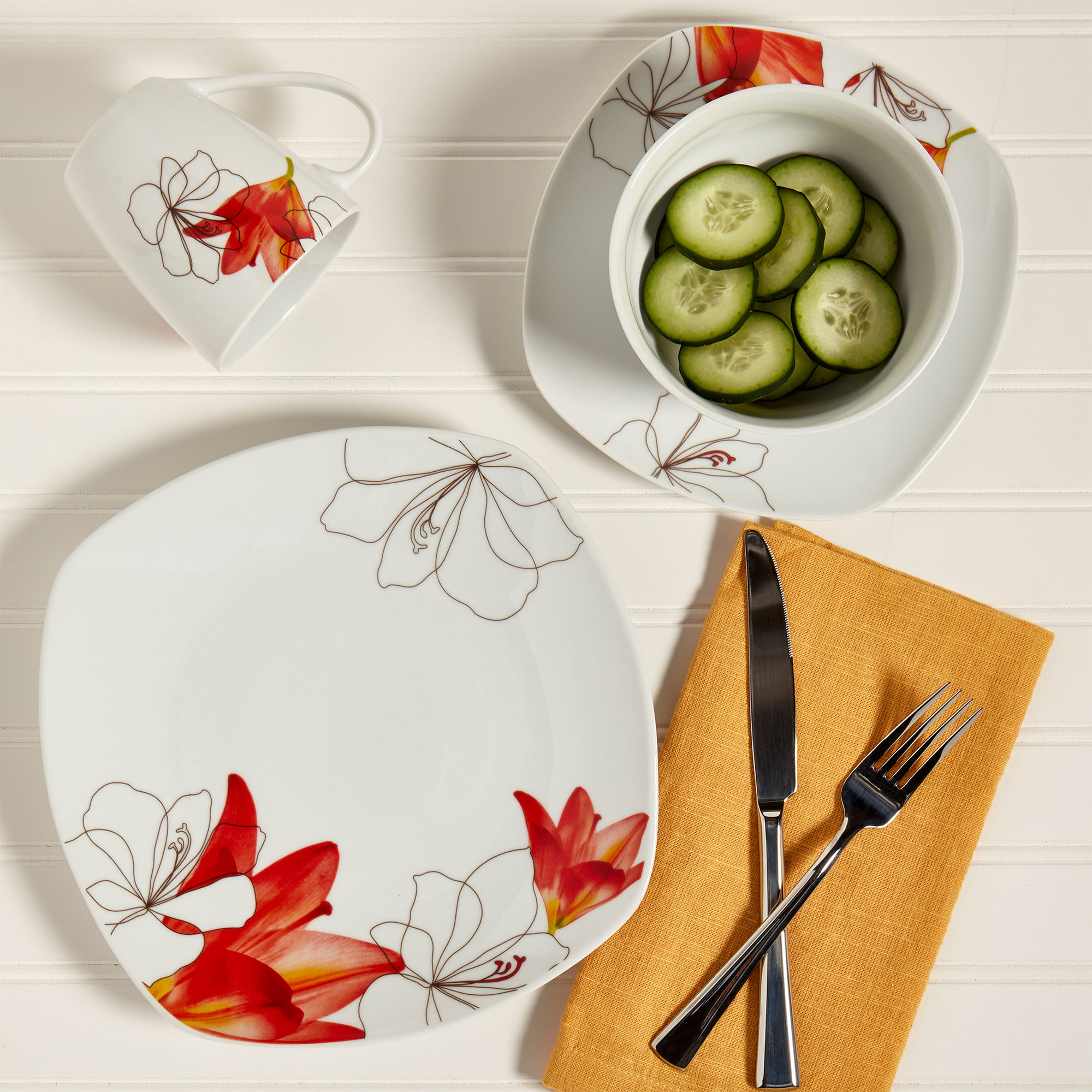 Lily 16 Piece Dinnerware Set, Service for 4 - image 3 of 10