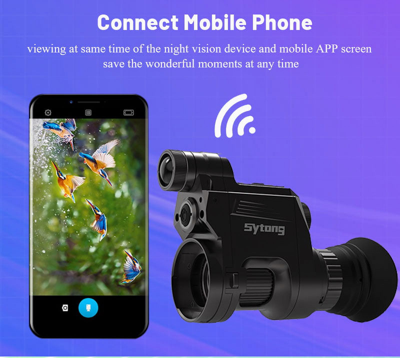 Sytong HT-66 Digital Night Vision Rifle Scope Withstand 6000 J Mount on Aiming Riflescope App WIFI Live Image Night Vision Scope