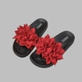 thumbnail image 4 of Flat Sandals Women Flower Decoration Solid Color Open Toe Dressy Comfortable Walking Lightweight Summer Cute Sandals, 4 of 6