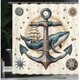 thumbnail image 3 of Ambesonne Nautical Shower Curtain, Mandala Astronomy Marine, 69"Wx70"L, Dark Teal Redwood Ivory, 3 of 4