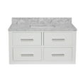 thumbnail image 3 of Hellsinki 42" Floating Wall Mounted Bathroom Vanity with White Cabinet and Carrara Marble Top, 3 of 7