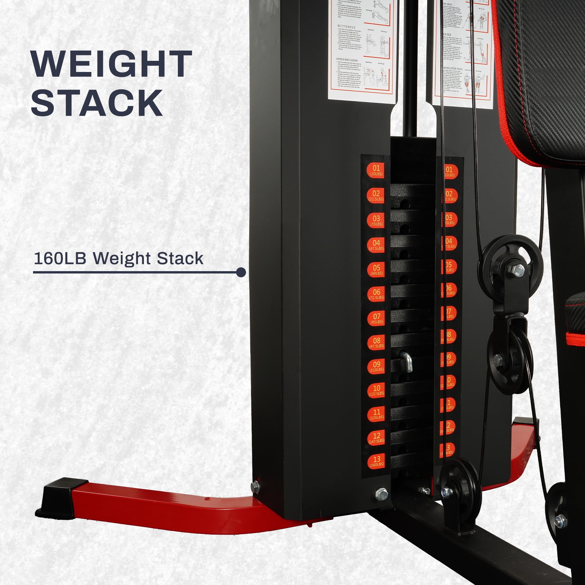 Sprint Demon Home Gym Machine with 160LB Weight Stack, Multi-Function Full Body Workout Equipment with Lat Pulldown, Chest Press, Leg Developer, Adjustable Seat for Home Strength Training