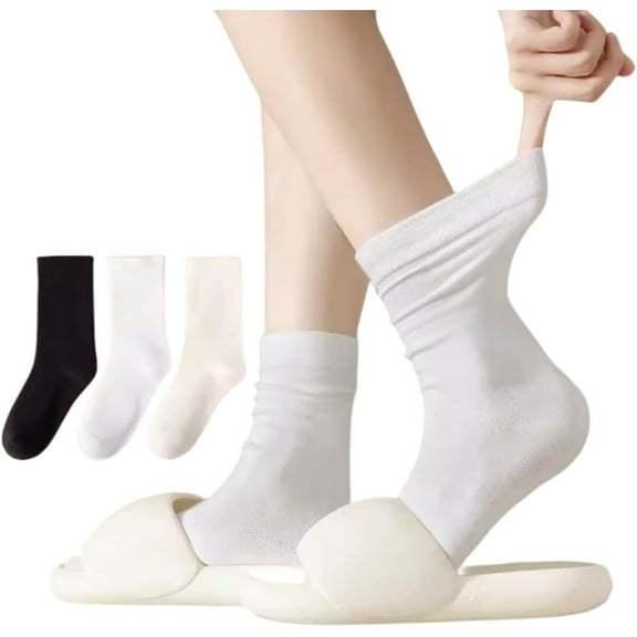 YooGuoGuo Calf Socks 10 Pairs for Women 5-10 Soft Thin Cotton Knit Breathable Casual Basic Solid Loose Fit Slouch Stretchy