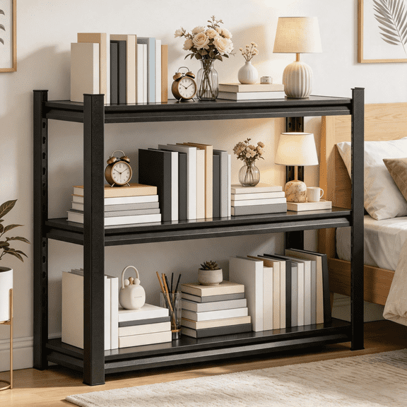32"Hx24"W Metal Garage Shelving Unit,3 Tier Steel Pot Rack,Heavy Duty Adjustable Plant Shelf,Warehouse Storage Shelves,1800 Waterproof Rustproof for Basement Kitchen Pantry Bathroom Laundry