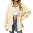 thumbnail image 2 of RXIRUCGD Mode Femme Couleur Unie Manches Longues Col à Revers, Beige, Taille : L, 2 of 9