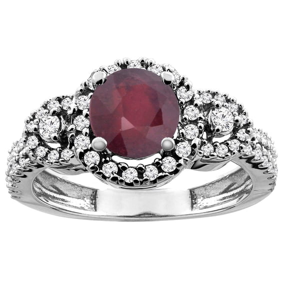14K Yellow Gold Enhanced Genuine Ruby Ring Round 6mm, size 8