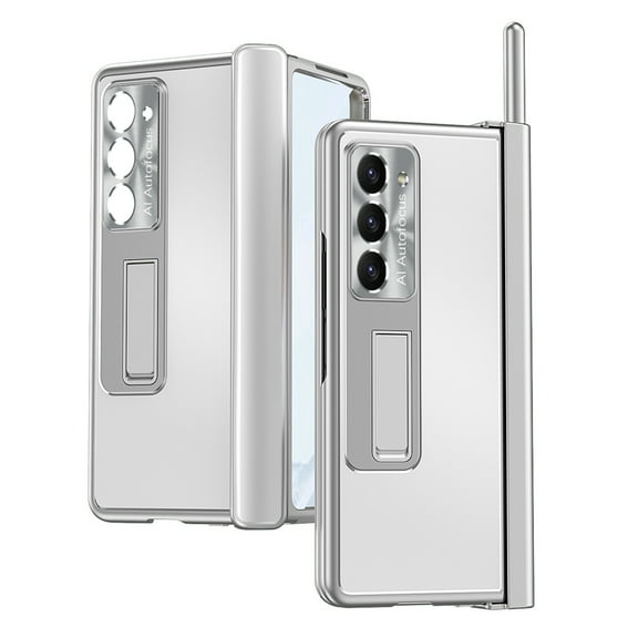 Decase Rugged Cover for Samsung Galaxy Z Fold 5 2023, Aluminum Alloy Kickstand Case with Stylus, with Built-in Screen Protector Shockproof Full Body Protective Slim Cover ,Silver