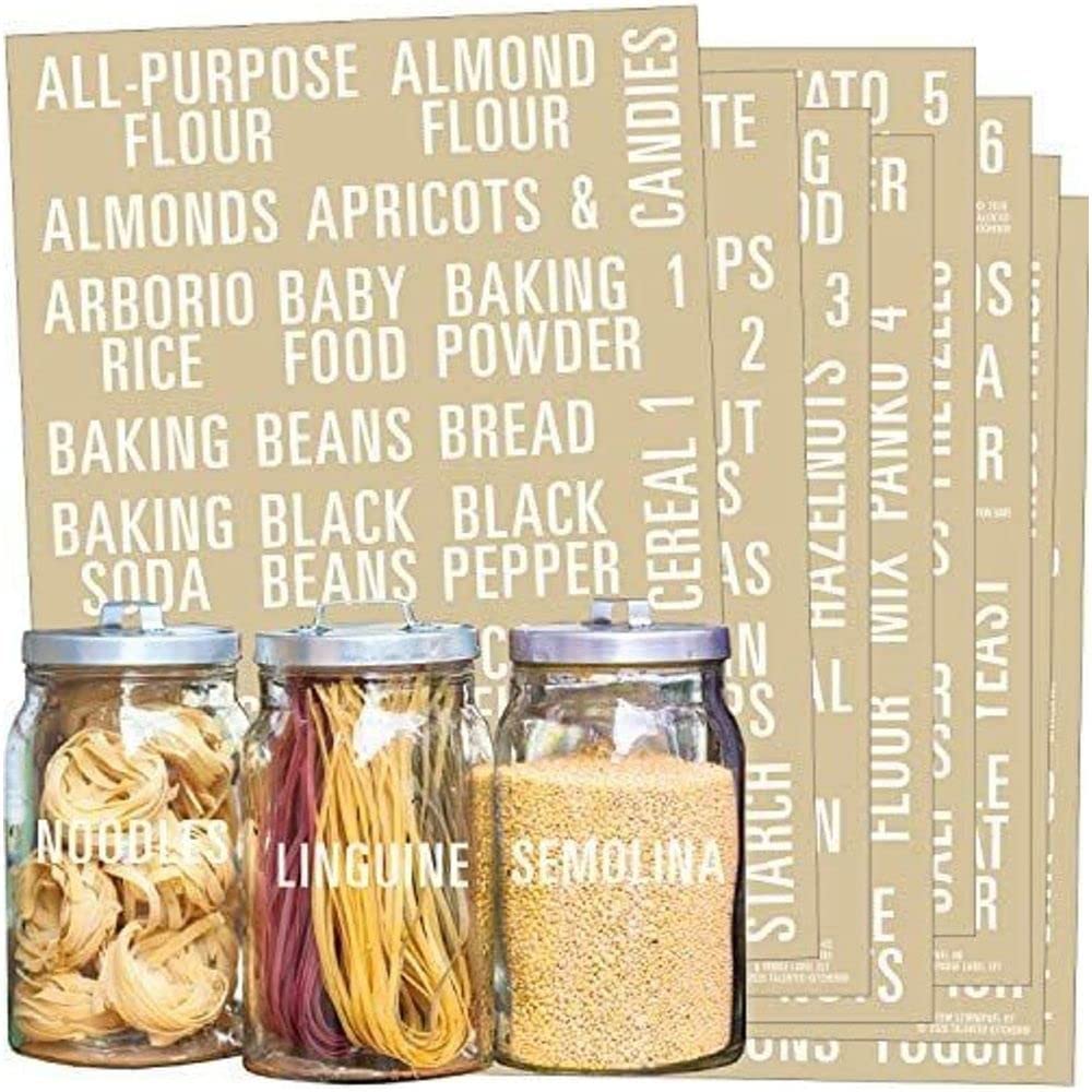 Talented Kitchen 224 White Pantry Labels & Fridge All Caps Kitchen Pantry Names & Fridge Food Label Sticker, Water Resistant Pantry Labels for ...