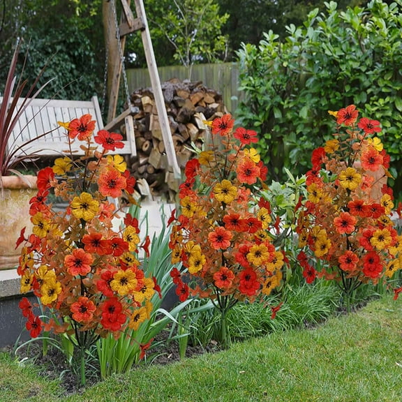 Ywuzuh Artificial Ball Topiary Trees for Outdoors with Ground Spikes Fake Flowers UV Resistant Plastic Faux Flower for Front Door Garden Porch Window Box Patio Home Decor