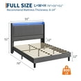 thumbnail image 2 of Bed Frame with Charging Station, Upholstered Platform Bed Frame with Headboard, LED Lights, Sturdy Wooden Slats Support, Noise Free, No Box Spring Required, Easy to Assemble, 2 of 7
