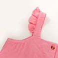 thumbnail image 3 of Canrulo Toddler Baby Girl Solid Color Ruffle Sleeveless Button Down Halter Tank Crop Tops and Pants Outfits Pink 5-6 Years, 3 of 6