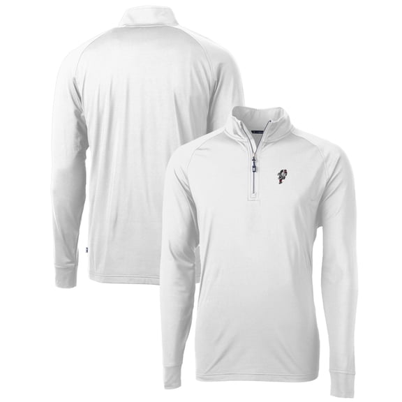Men's Cutter & Buck White Ohio State Buckeyes Adapt Eco Knit Stretch Recycled Quarter-Zip Pullover Top