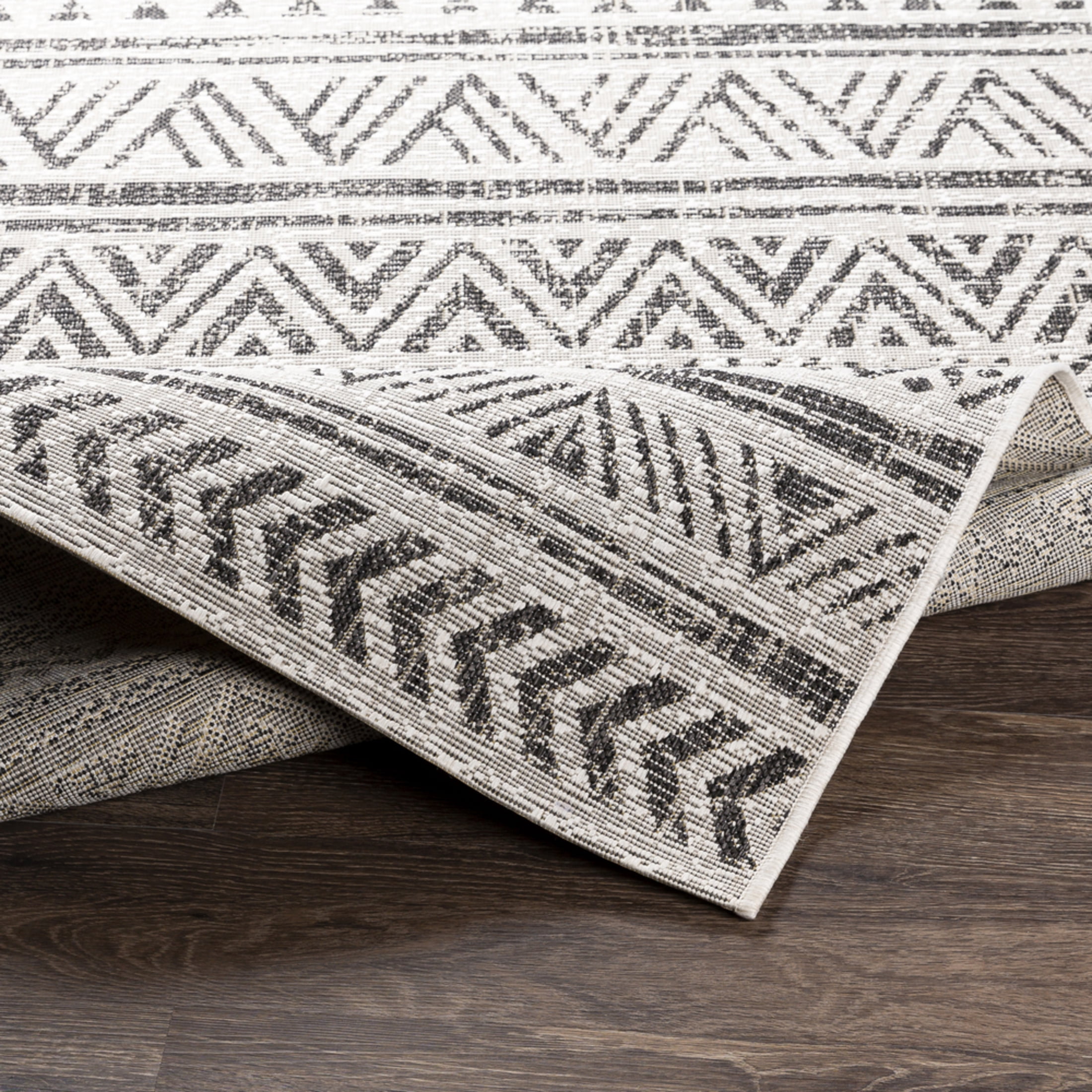Livabliss Outdoor Rugs, 3x12 Eagean Global Black Runner Area Rug for Patio, Porch, Deck, Backyard, Waterproof Indoor Outdoor Carpet (2'8" x 12' Runner)