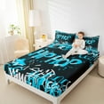 thumbnail image 4 of Feelyou Hip Hop Music Twin Sheet Sets for Child, Black Blue Graffiti Twin Fitted Sheet, Street Artwork Flat Sheet, Microfiber Bedroom Decor, 3 Pieces, 4 of 7