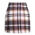 thumbnail image 4 of Cyglowse Women's High Waist Plaid Skirt Causal Bodycon Pencil Wool Mini Skirts Winter Fall A Line Elegent Fashion Brown S, 4 of 5