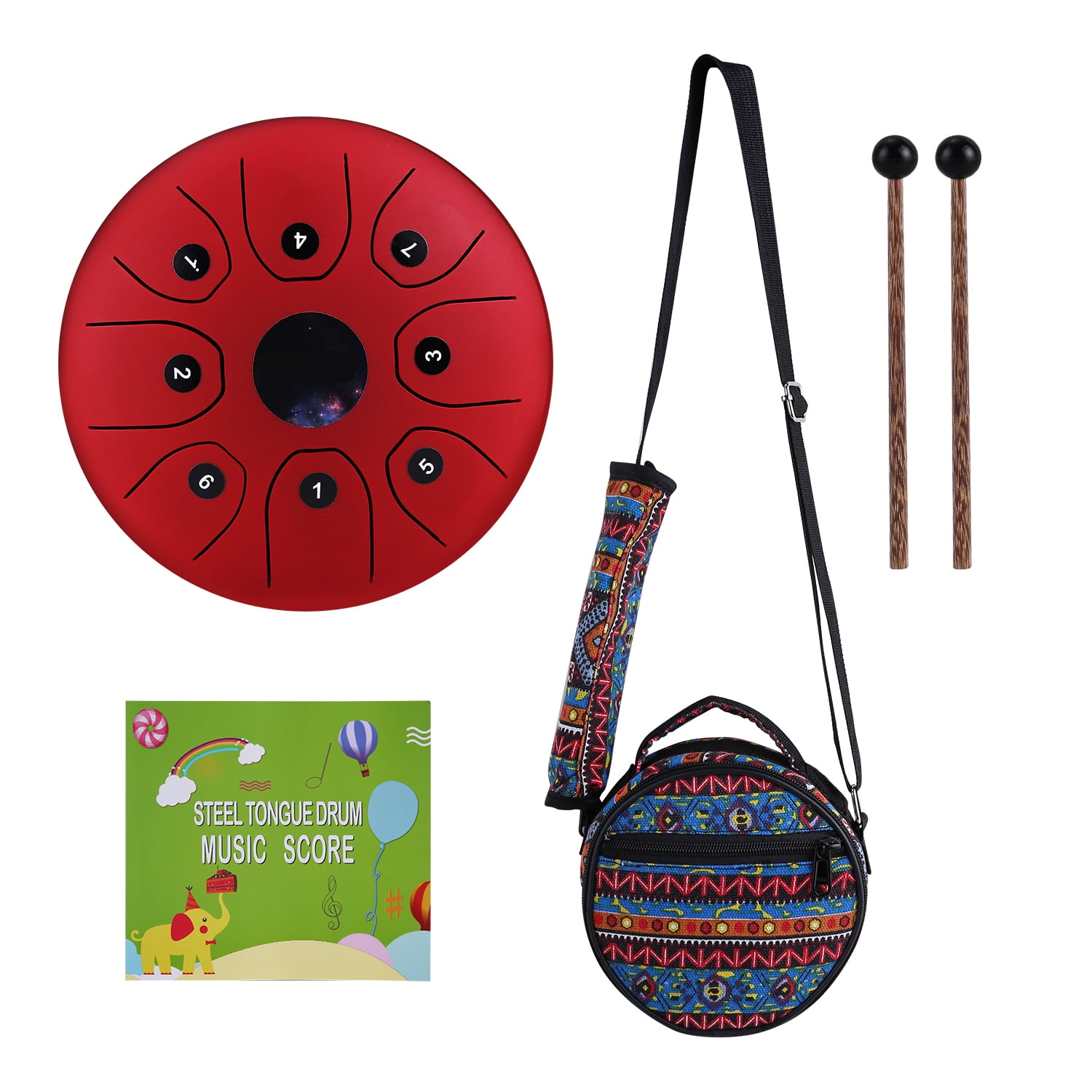 Moukey Mini Tongue Drum Steel Pan Hang Drum 8 Notes 10 Inches Percussion  with Padded Travel Bag : : Musical Instruments
