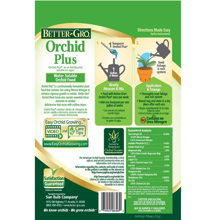 Better-Gro Orchid Plus Plant Food, 20-14-13 Fertilizer, 1 lb.