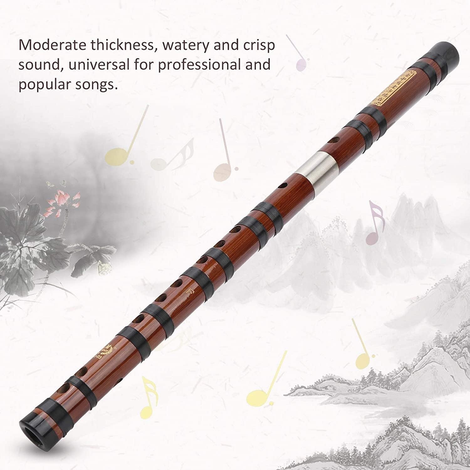 Bamboo Flute, D Key Dizi Bitter Bamboo Flute With Storage Box and Chinese knot, Traditional Handmade Chinese Musical Instrument for Beginners