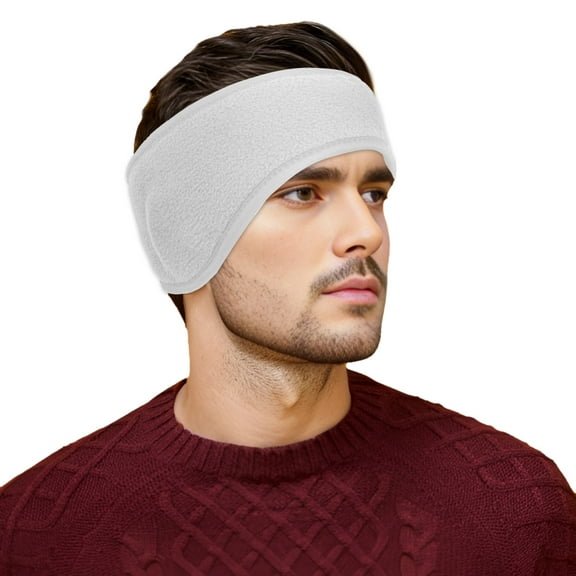 GOGO Double Layer Micro-Fleece Headband, Ear Cover Warm Head Band - White