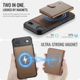 thumbnail image 3 of for iPhone Air Wallet Case with Detachable Magnetic Card Holder, PU Leather + TPU, RFID Blocking Kickstand 2-in-1 Shockproof Drop Protective Phone Case with Magnetic Buckle, Brown, 3 of 12