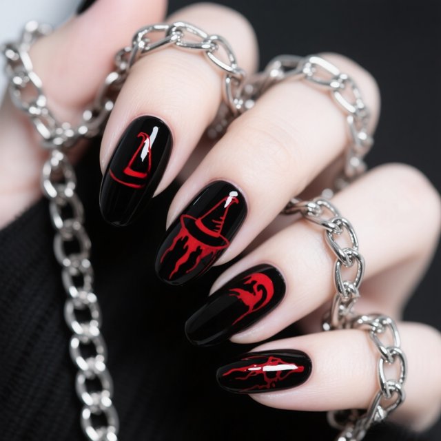 Pegatinas de uñas BJR, dibujos animados de Halloween, falsas, portátiles, venta al por mayor