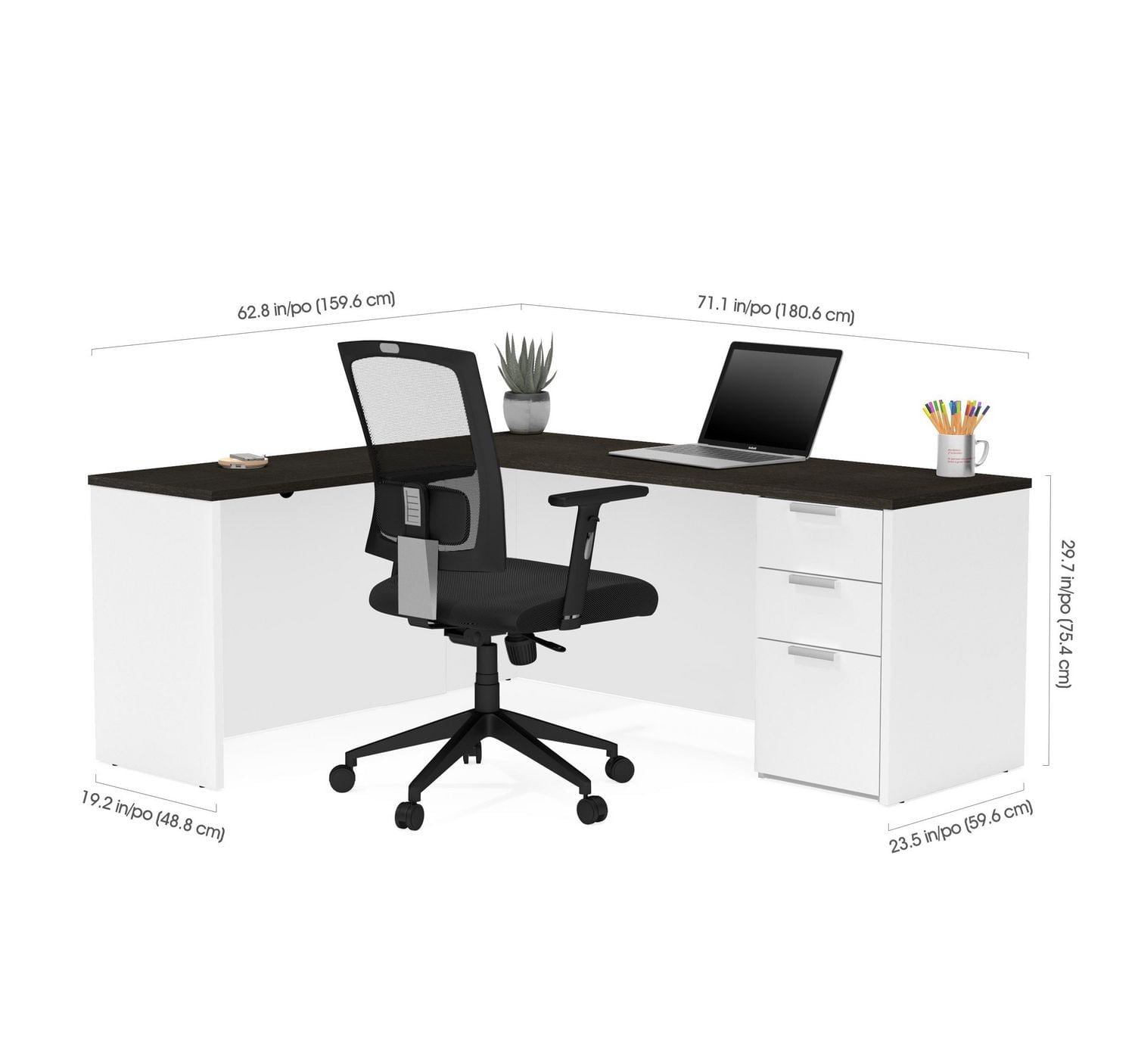 Bestar Pro-Concept Plus Bureau en L avec caisson