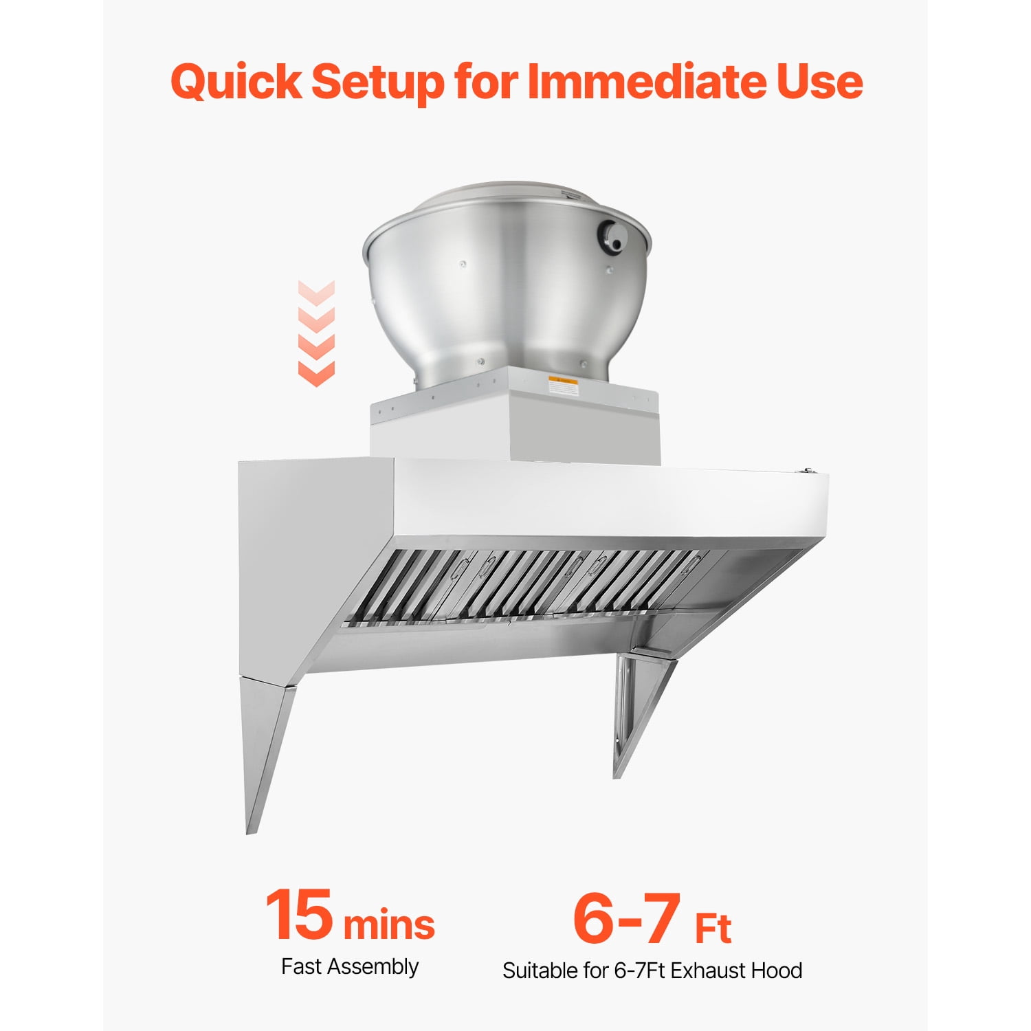 KFFKFF Commercial Kitchen Exhaust Fan, 1616 CFM Canopy Hood Ventilation System, 0.5HP 375W Direct Drive Unit for Food Trucks, Efficient and Quiet Operation, Suitable for Warehouses