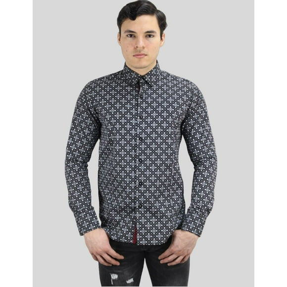 Camisa Estampada Barabas Corte Slim Fit Manga Larga