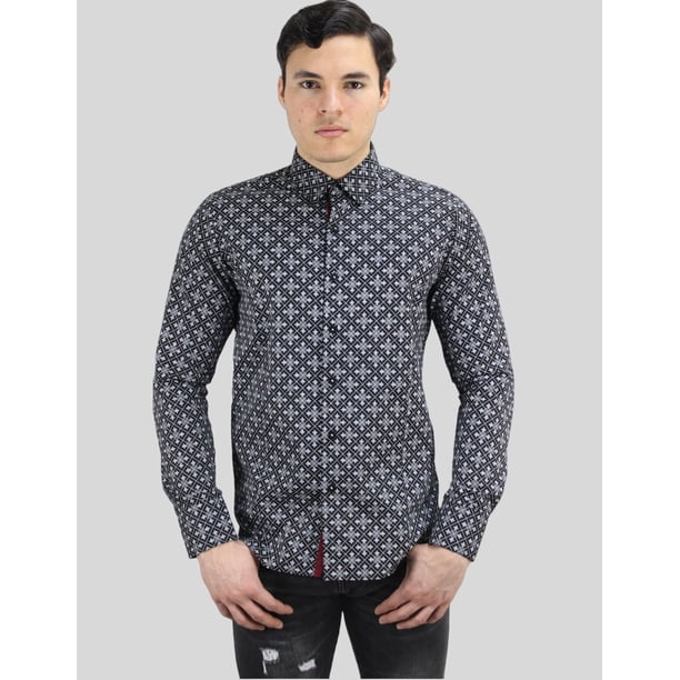Camisa Estampada Barabas Corte Slim Fit Manga Larga