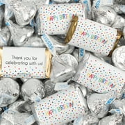 116 Pcs Birthday Candy Party Favors Miniatures Chocolate & Silver Kisses (1.5 lbs, Approx. 116 Pcs)