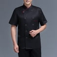 thumbnail image 3 of Uniforme de chef Delantal de cocina de manga corta Trajes de doble botonadura Camisas de costura cómodas para hombres Estilo simple para barra de café Negro 3XL Advancent LF000329-05, 3 of 7