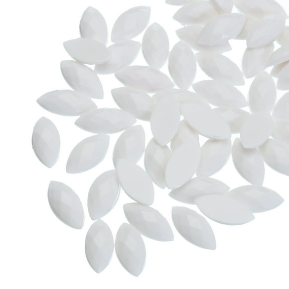 Uxcell Acrylic Horse Eye Gems 200PCS 4x8mm Flat Back Artificial Rhinestones DIY Crafts Bead Jewelry Making Pure White