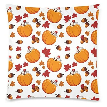 18 Inch Leaf - ZKGK Fall Harvest Pumpkin Glitter Home Decor Pillowcase 18 x 18 Inches,Red Maple Leaf Orange Pillow Cover Case Shams Decorative