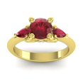 thumbnail image 1 of Diamond-Capitals 2.50 Carat Fine Round Cut Red Ruby & Red Ruby Gemstone Anniversary Ring for Ladies Solid 14K Yellow Gold Size 8.5, 1 of 8