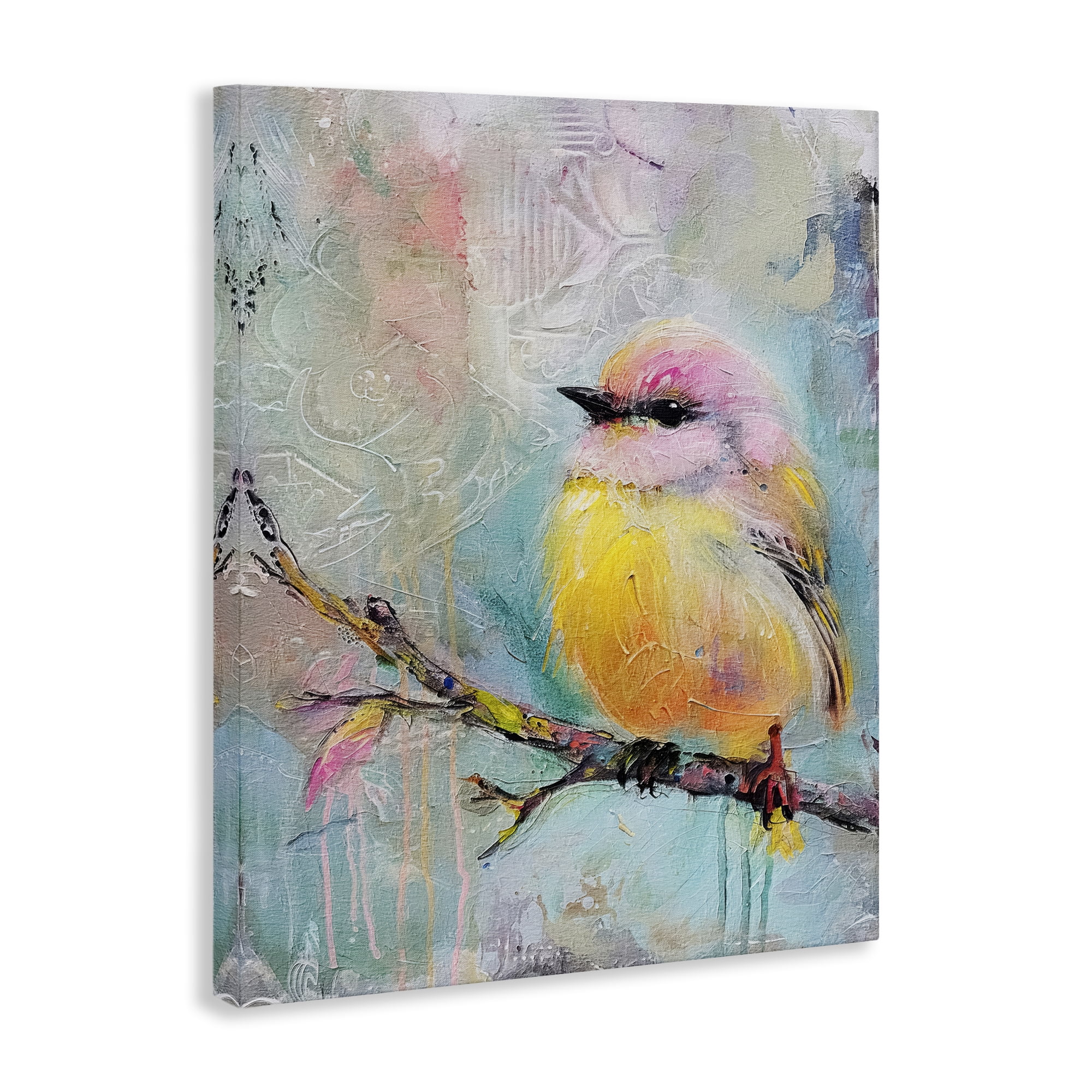 Stupell Industries Soft Pastel Bird Animals Painting Wrapped Canvas Art Print Wall Art, 16 x 20